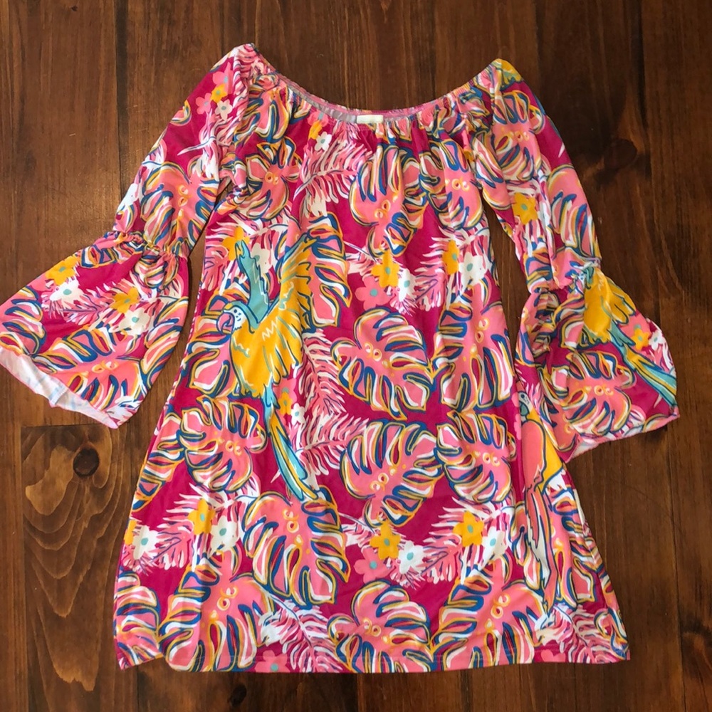 Simply Southern Tropical Bell Sleeve Dress NWOT